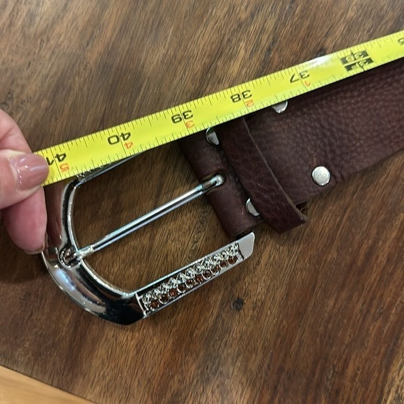 Leatherock Brown Leather Studded Crystal Embellished Belt SzM - Picture 12 of 16